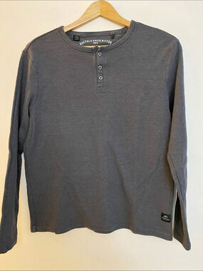 🎀3 for $19Buffalo David Bitton Men'Small Waffle Long Sleeve Henley Gray Size Sma